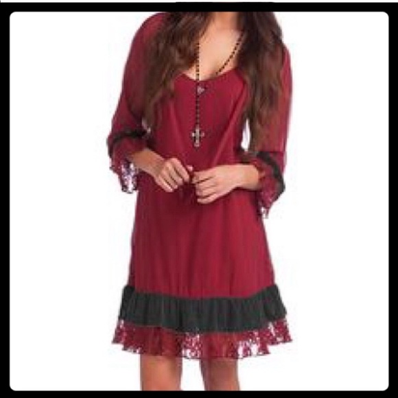 BURGUNDY LACE DRESS - Picture 7 of 7